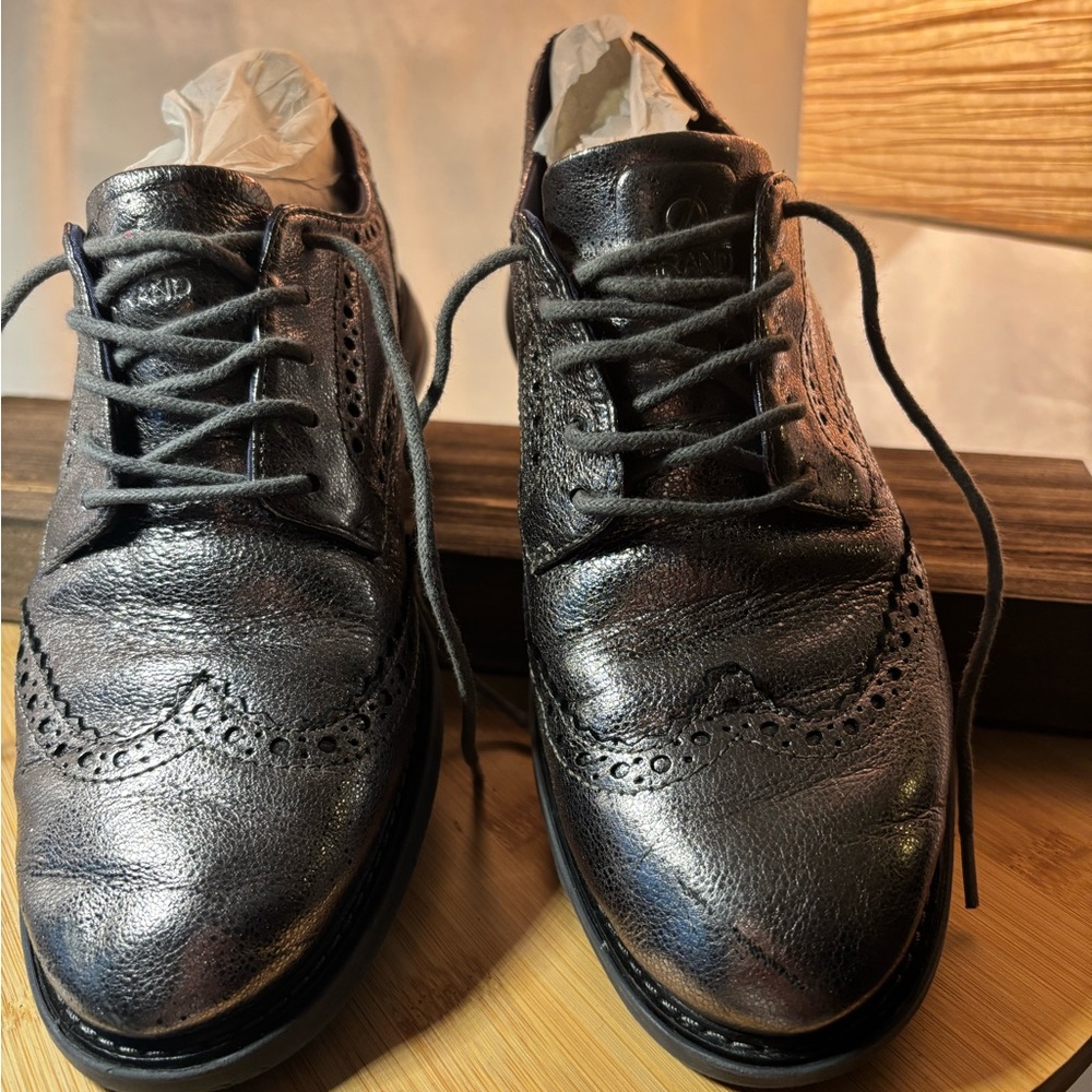 Cole Haan Metallic Black Brogue Flats